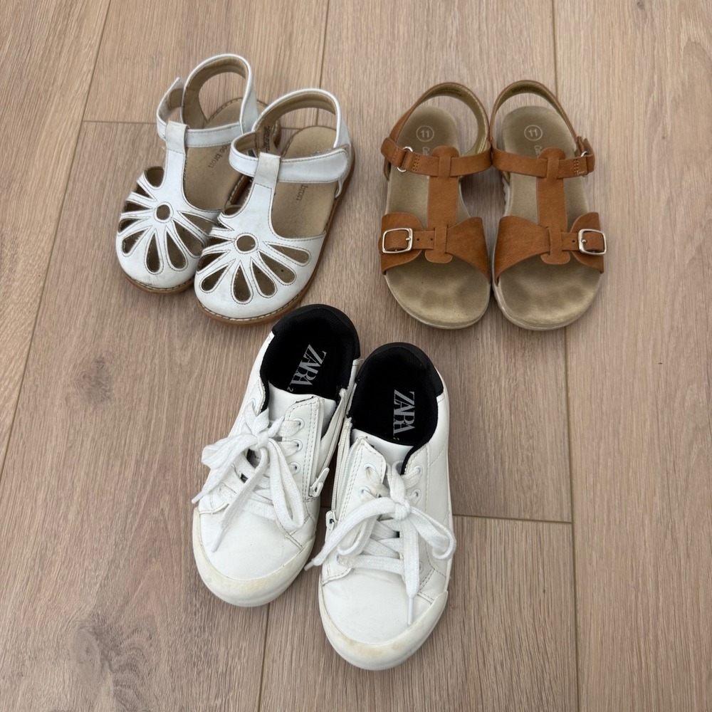 Toddler Girls Shoe Bundle Zara Sneakers Cat & Jack Sandals Thee Bron Size 10 11